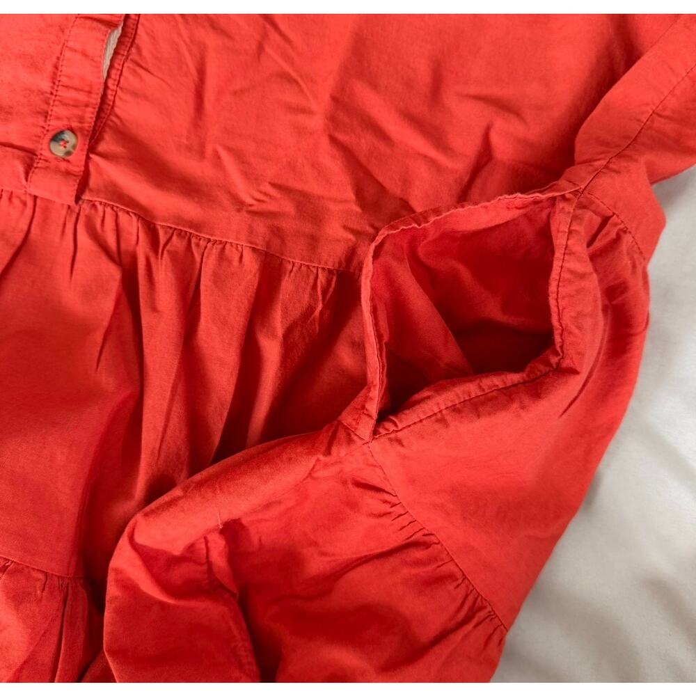 Free People Red Cotton Tiered Mini Shirt Dress Women's Small S Button Front - Picture 6 of 11